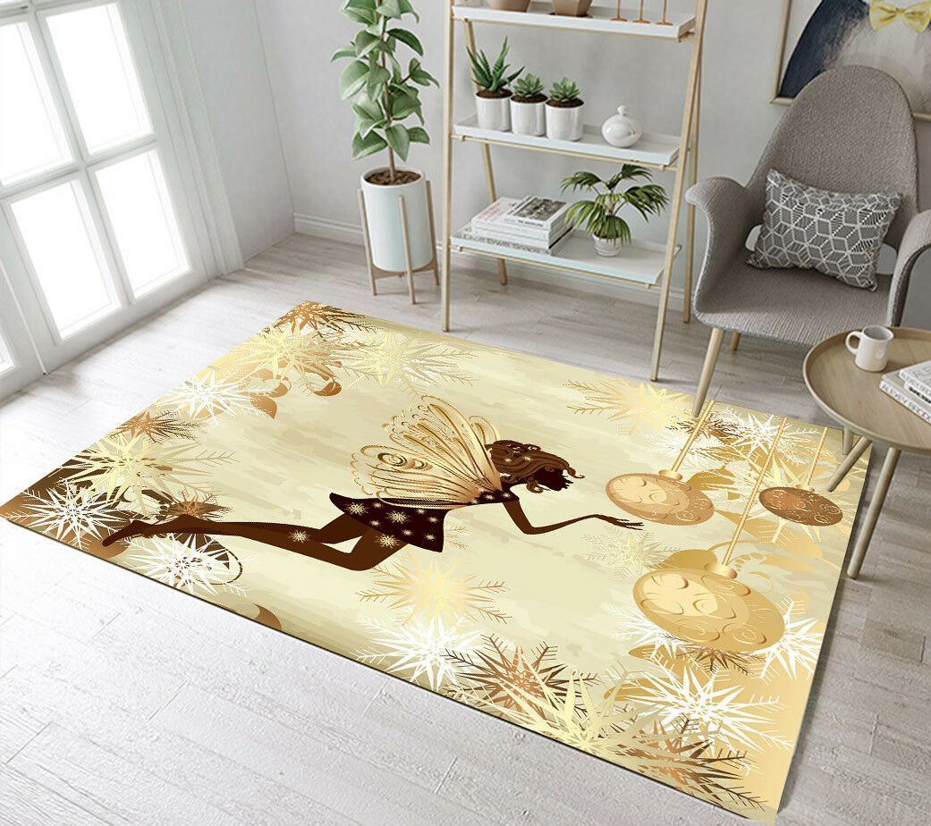 Xmas Balls Snowflakes Fairy Black Girl CLH2911608R Rug