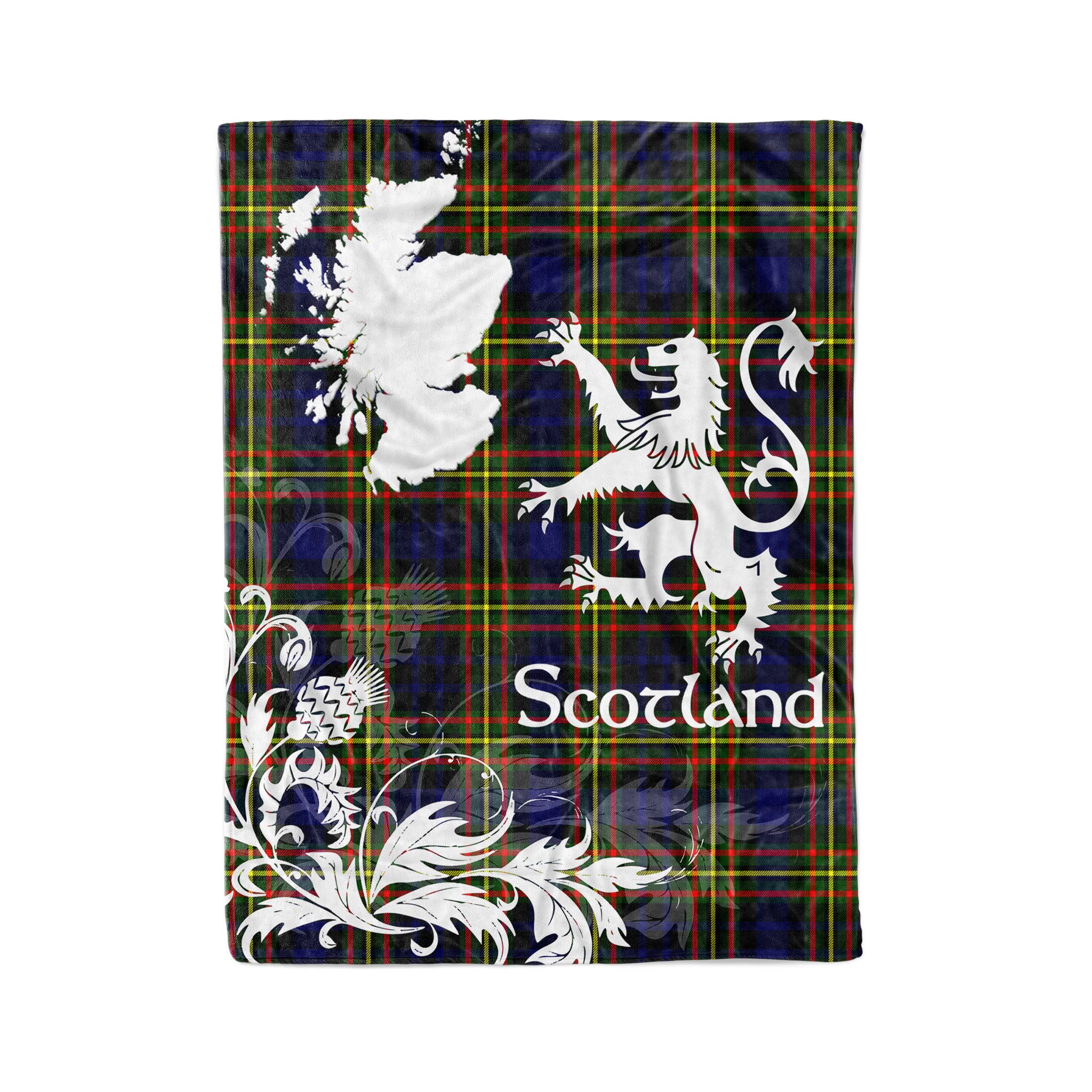 Tartan Plaid Fleece Blanket Tartan Blanket Thistle And Lion Scottish Clan Maclellan Modern Plaid Blanket