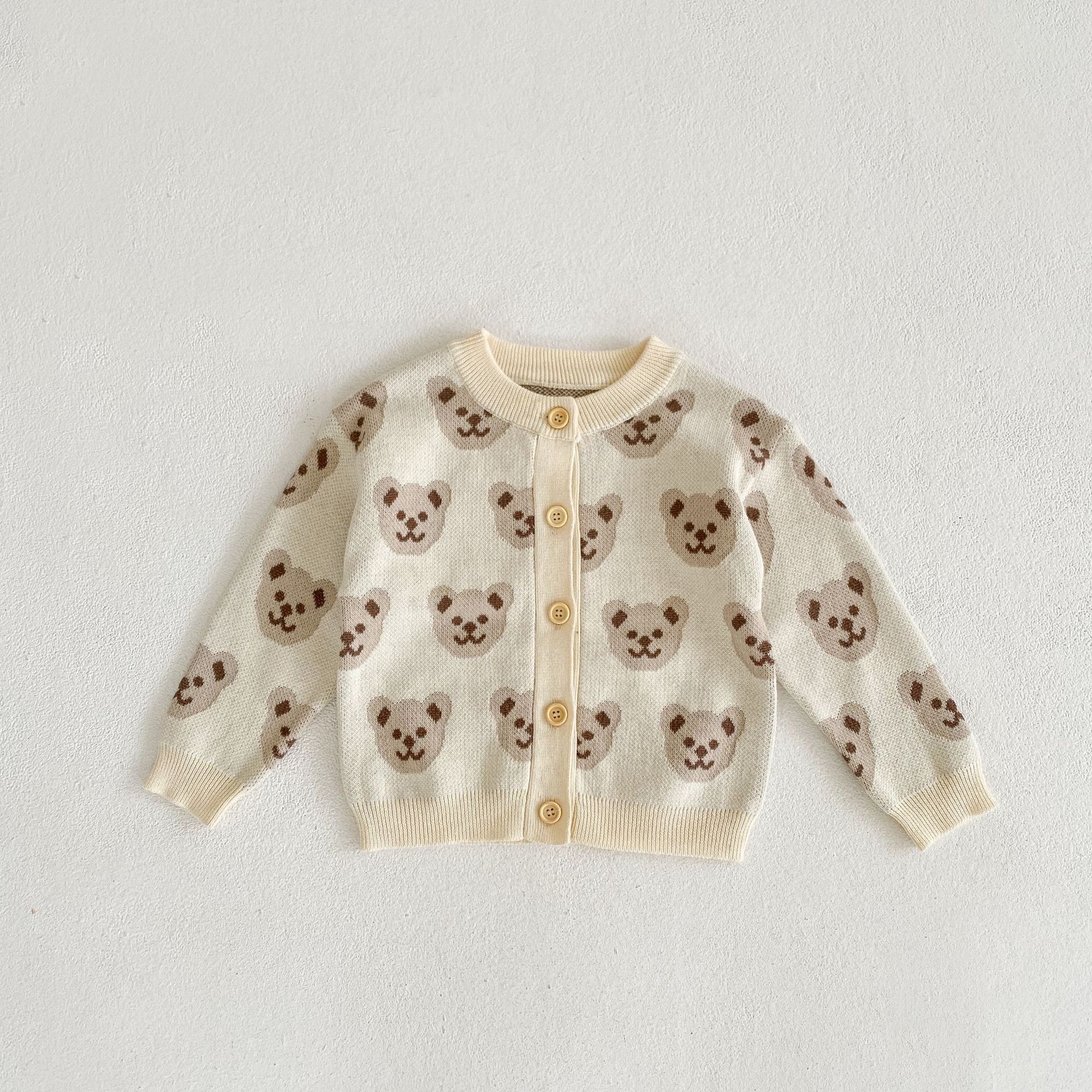 2022 autumn infant cardigan boys and girls baby bear jacquard knitted sweater baby coat alx