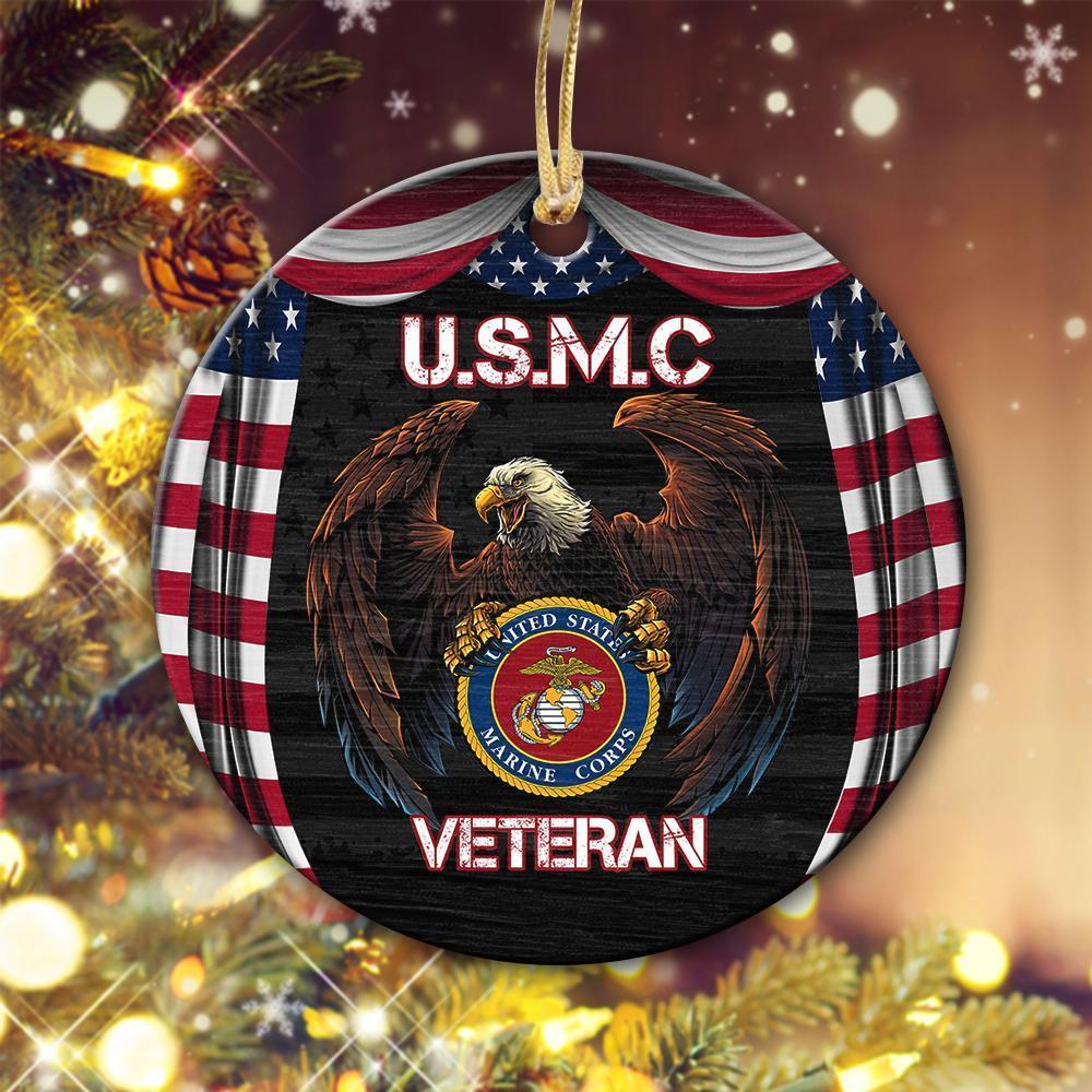 Usmc Veteran Ornament Christmas Ornament Christmas Gift Ideas Ceramic Circle Ornament