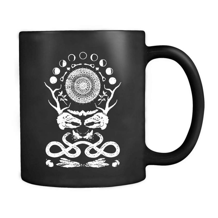 Rabbit Skull Antler Lunar Punk Pagan Moon Phase Feather Cycle Witch Bone Mug