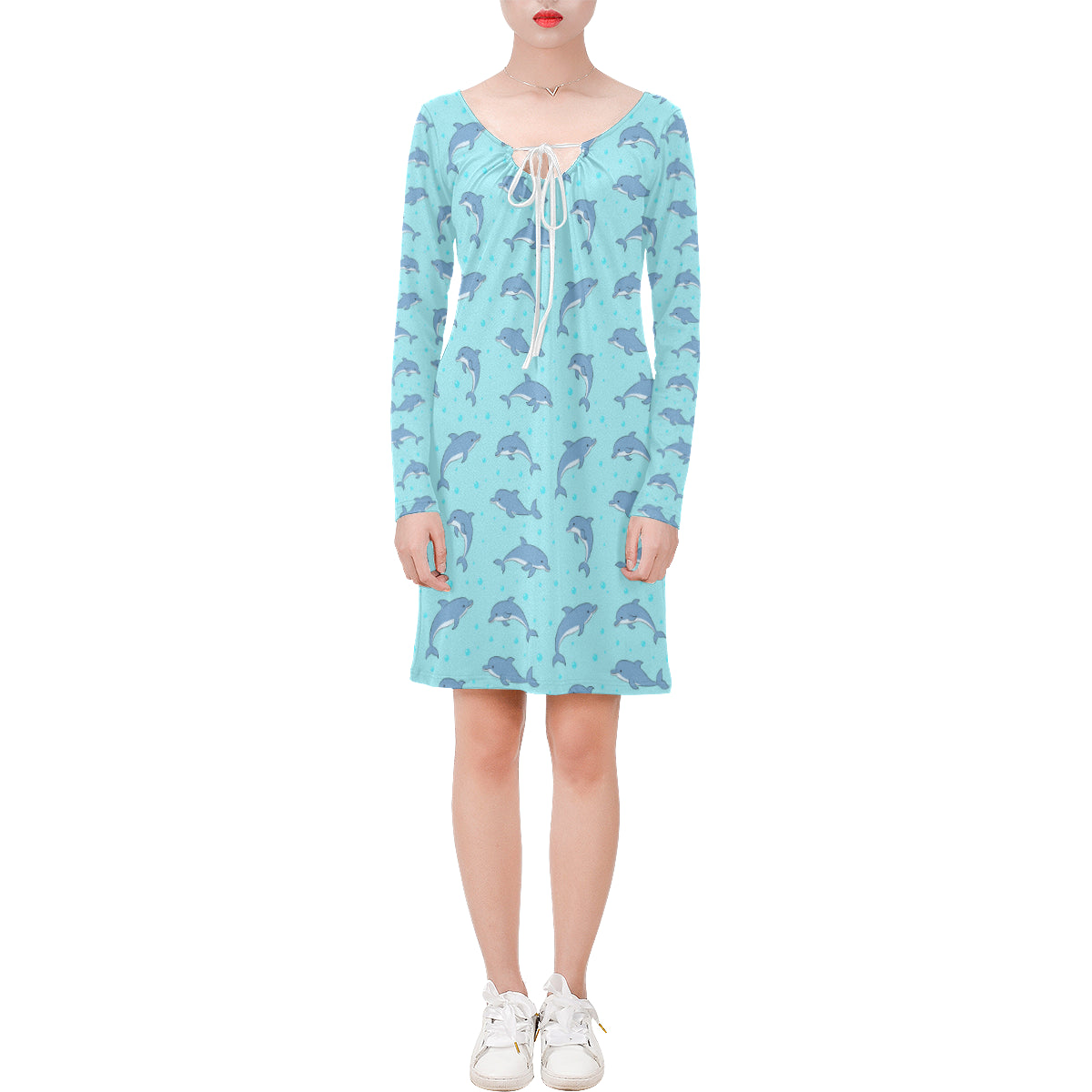 Dolphin Baby Cute Print Pattern Long Sleeves Dress