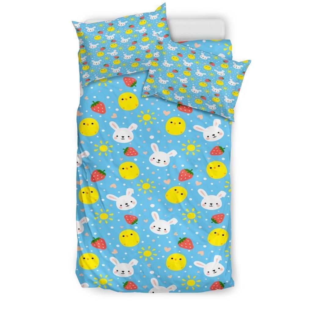 Cute Rabbit Chicken Pattern Bedding – Duvet Cover And Pillowcase Set