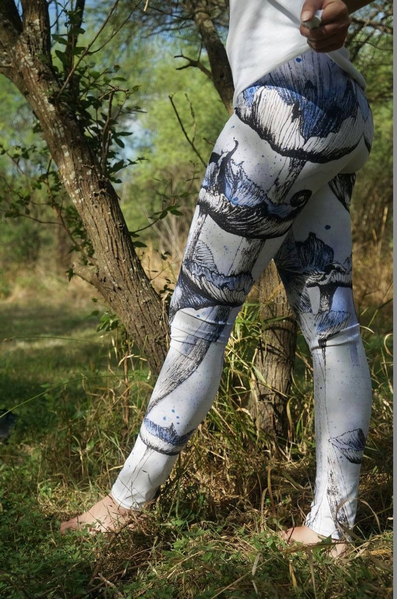 3D All Over Print Blue Mushroom Drawings Legging