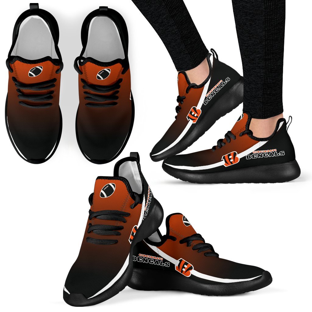 Style Top Logo Cincinnati Bengals Mesh Knit Sneakers