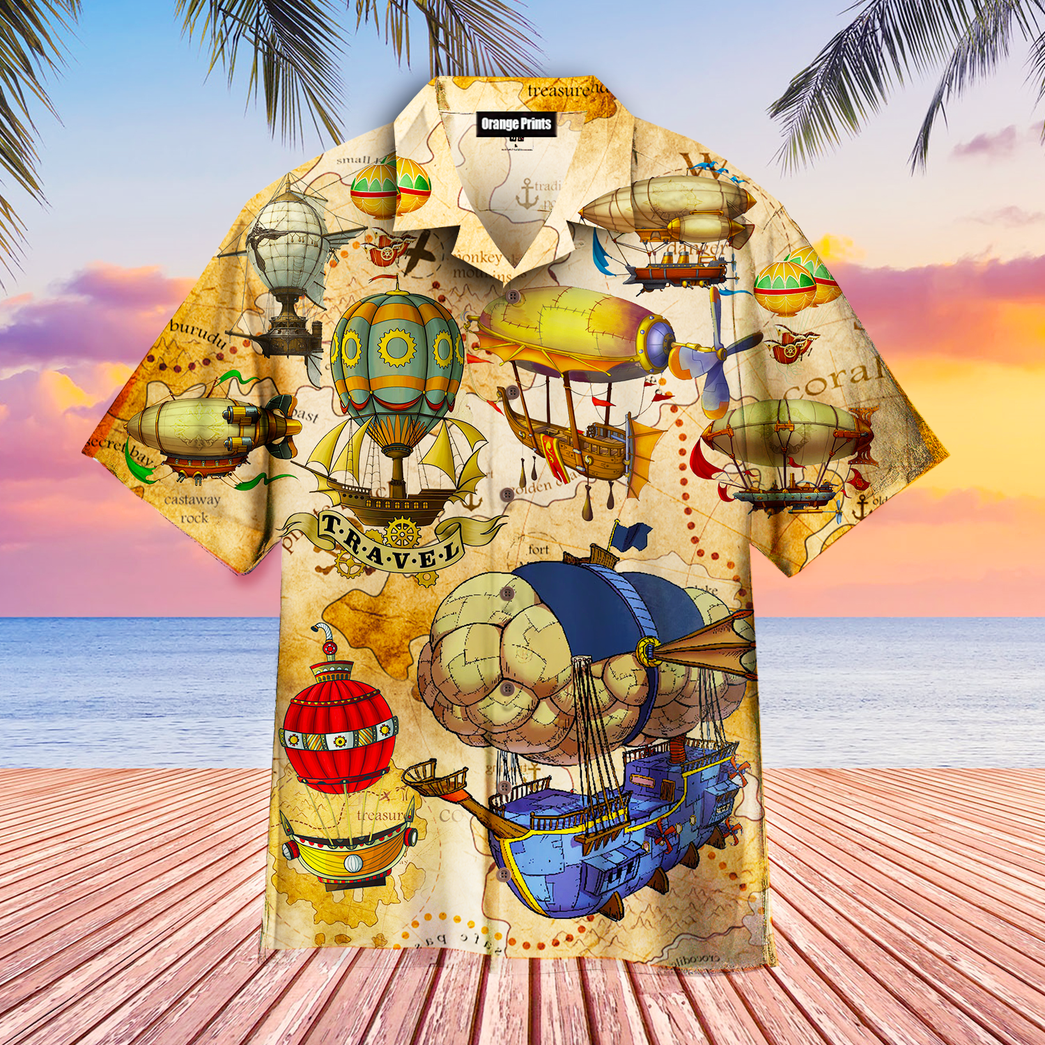 Steampunk Air Balloon Aloha Hawaii Shirts For Men And Women Ha14135