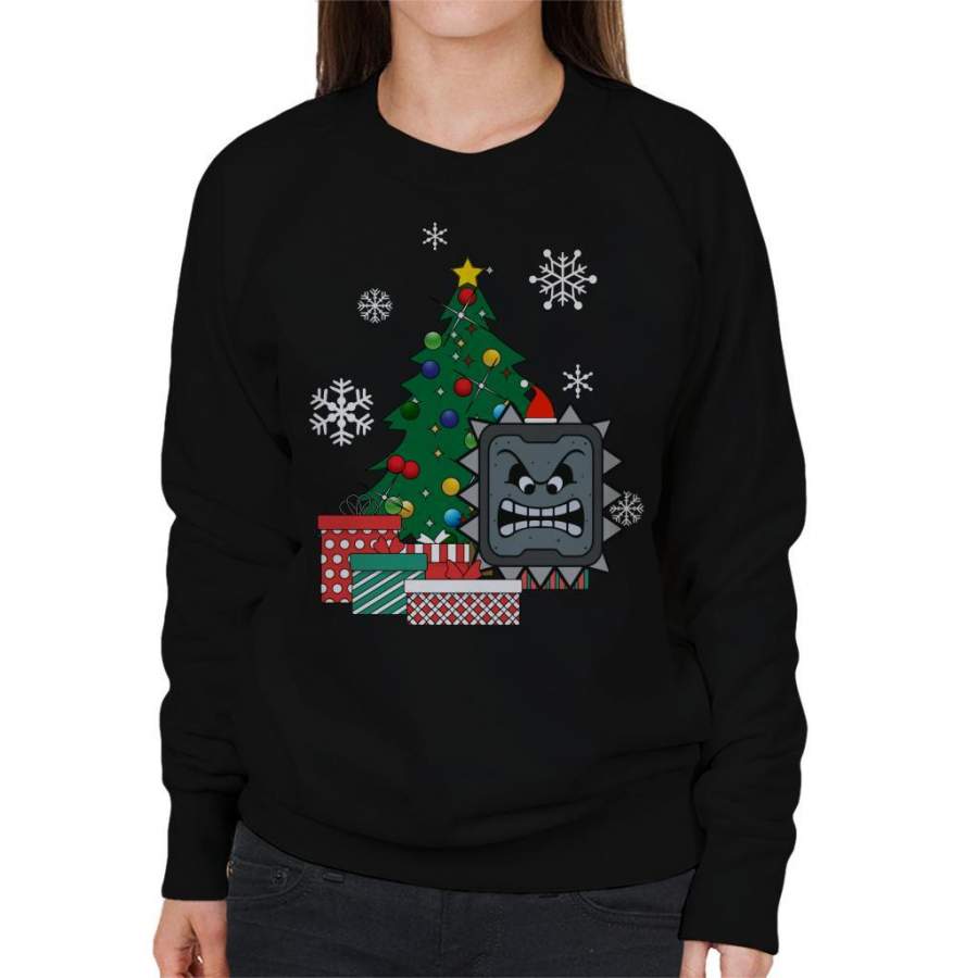 Thwomp Around The Christmas Tree Mario Women’s Sweatshirt