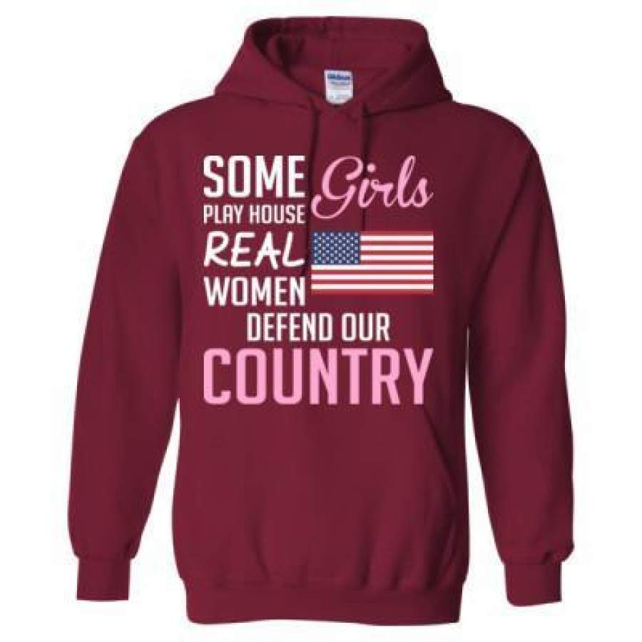 AGR Some Girls Play House Real Women Defend Our Country Army – Heavy Blend™ Hooded Sweatshirt