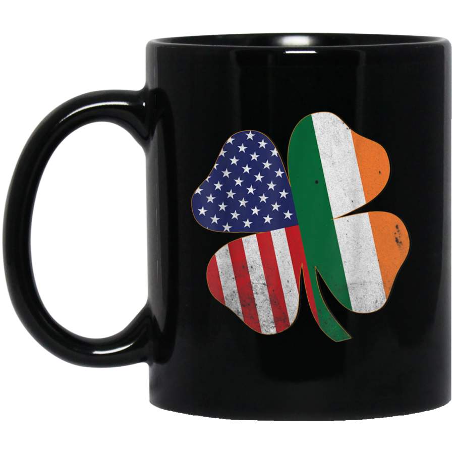 Irish American FLag Shamrock St Patricks Day Gift Vintage Mug