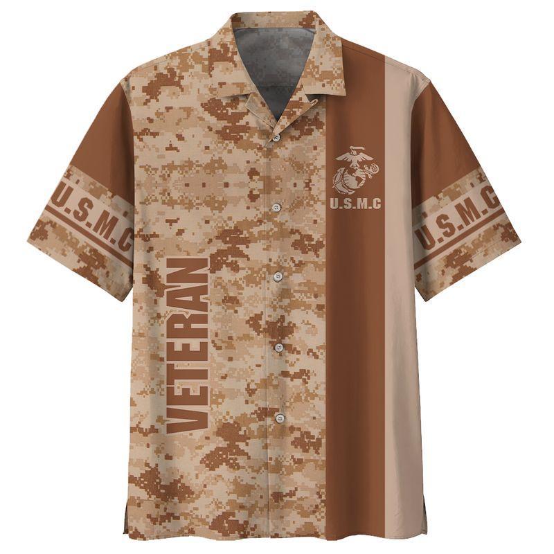 Us Marines Veteran Hawaii Unisex Print Aloha Short Sleeve Casual Shirt Ha91043