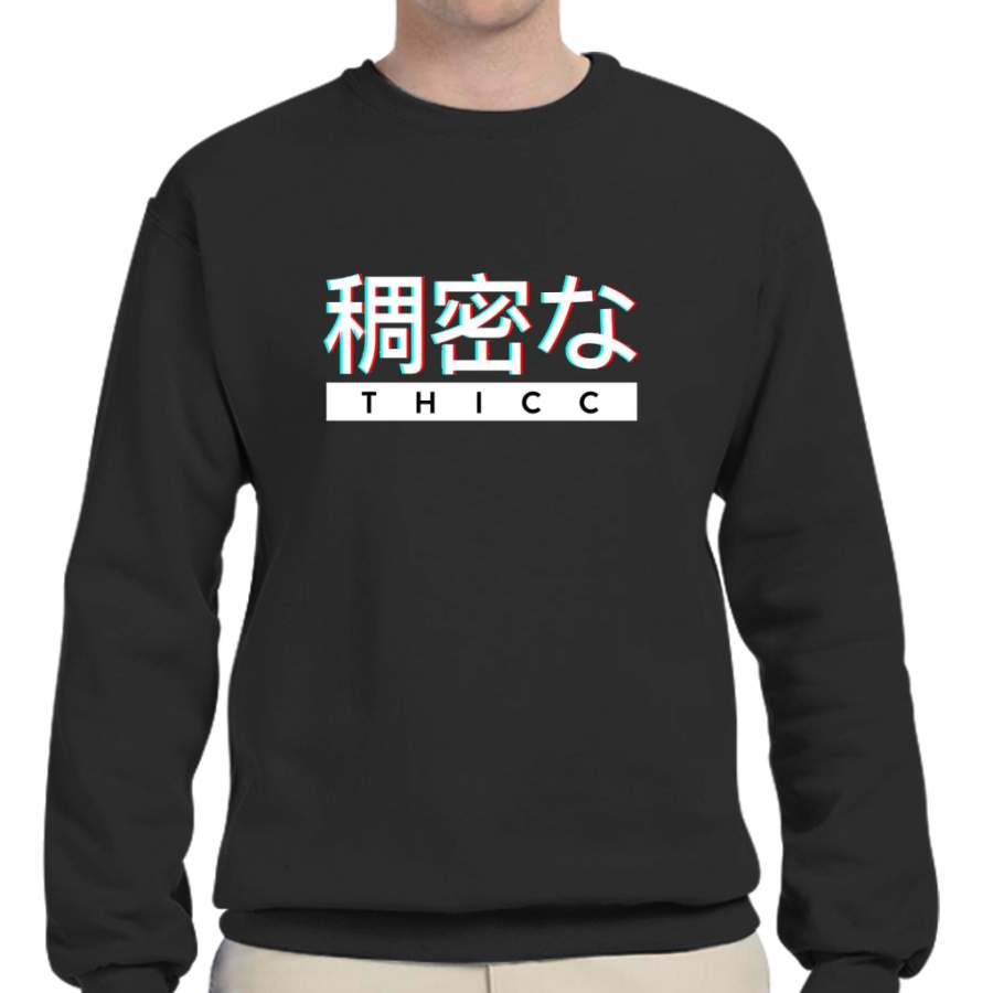 Aesthetic Japanese “THICC” Logo Crew Neck Sweatshirt