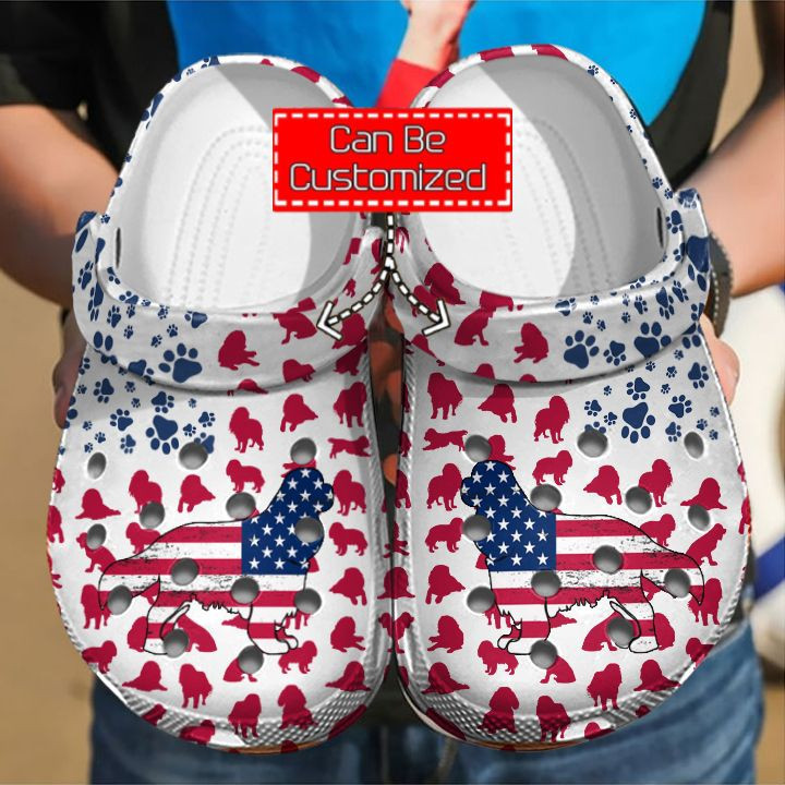 Animal Print – Cavalier King Charles Spaniel American Flag Clog Shoes For Men And Women