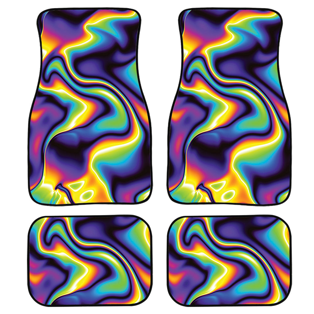 Psychedelic Wavy Print Front And Back Car Floor Mats, Front Car Mat