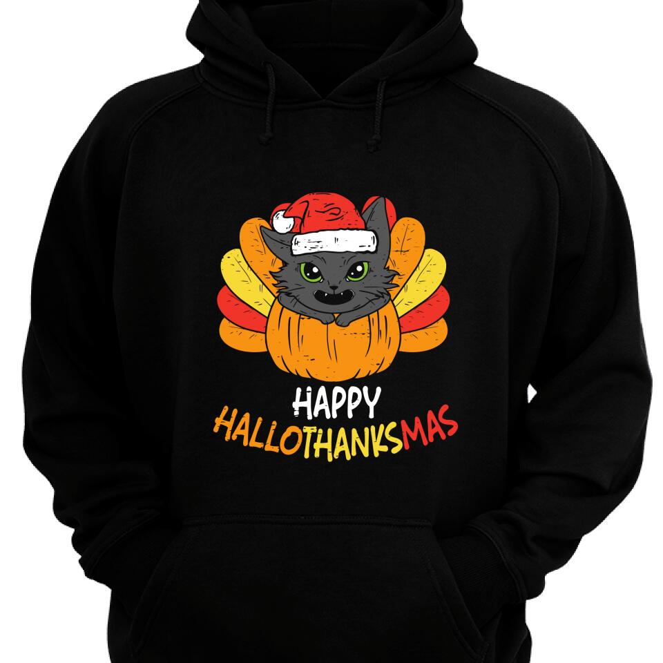 Happy Hallo Thanks Mas Hoodie, Best Gift For Cat Lover