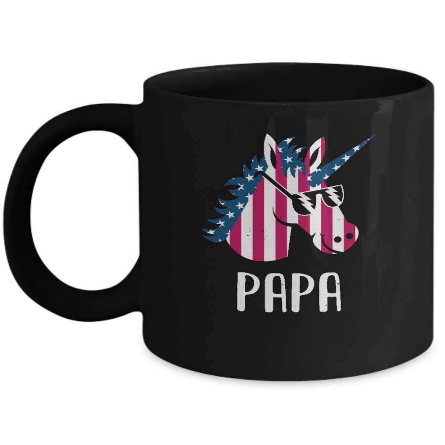 Patriotic Papa Unicorn Americorn 4Th Of July Mug