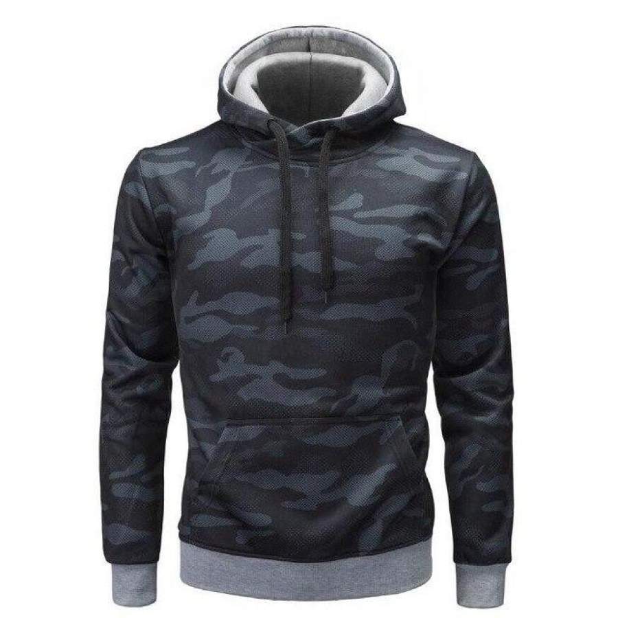 Men’s Sweatshirts 2018 Brand Hoodies Men Long Sleeve Sweatshirt Camouflage Printed Pullover Hooded Sportswear Black Tracksuit