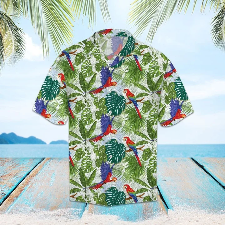 Parrot Perched On Tropical Branches Hawaii Shirt Ha93091