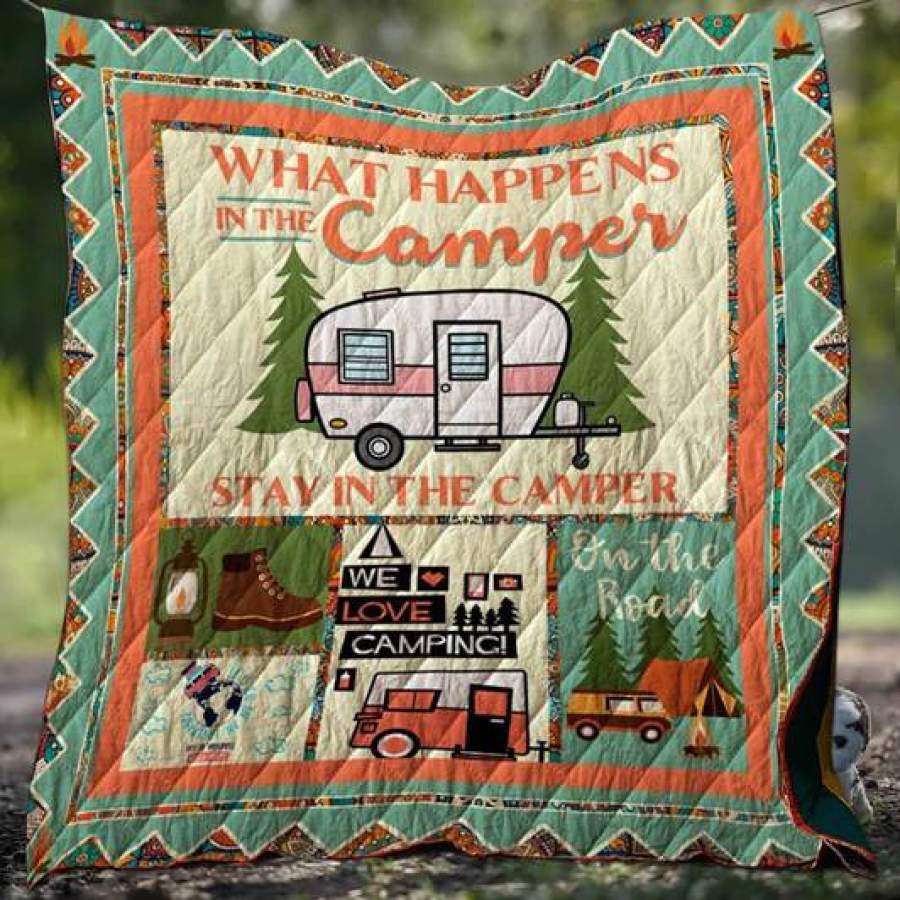 Wozoro Quilt Blanket Camping What Happens In The Camper Twin Queen King Size