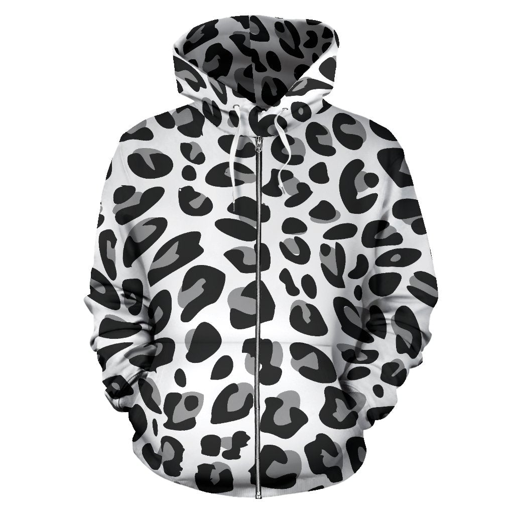 Snow Leopard Skin Print  Zip Up Hoodie