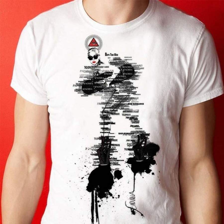 Lady Gaga Cool O-neck Cotton T-shirt Slim Fit Mens Short Sleeve