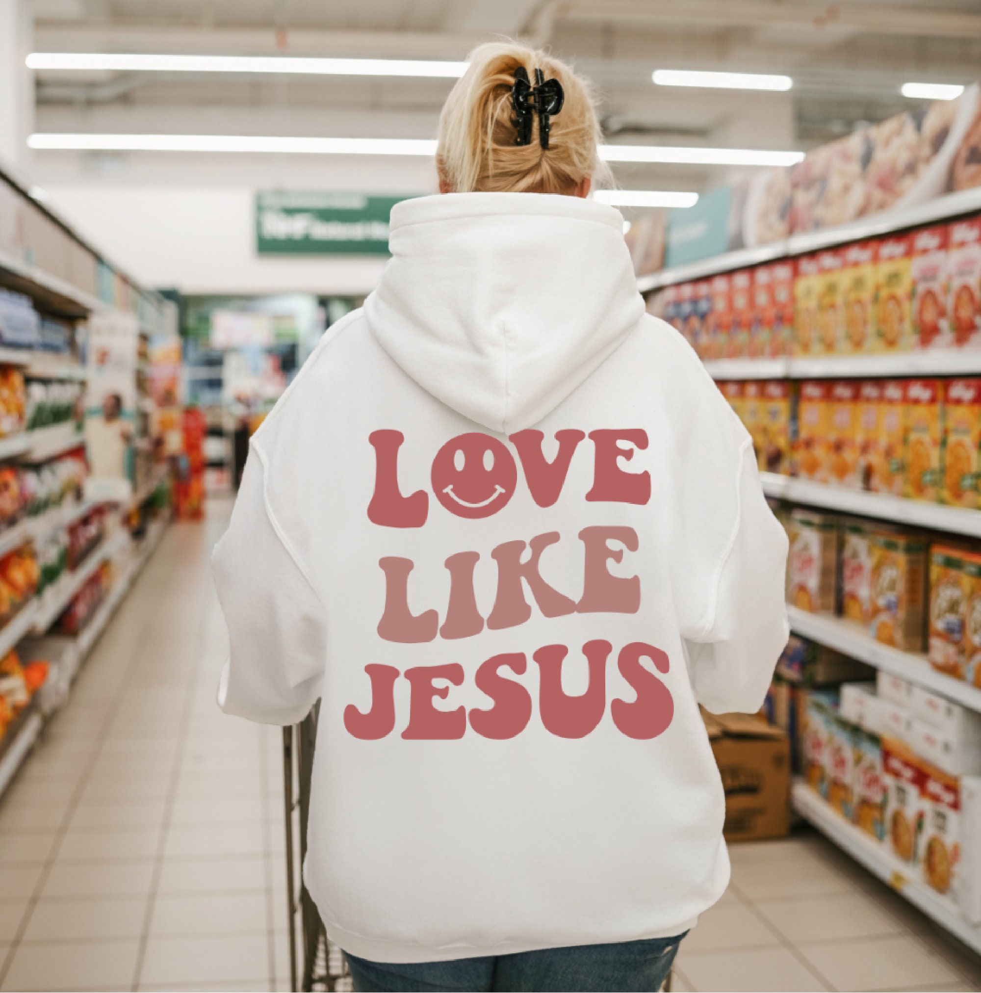 Jesus Sweatshirt, Words On Back, Aesthetic Sweatshirt, Love Like Hoodie, Jesus Hoodie, Cozy Sweatshirt