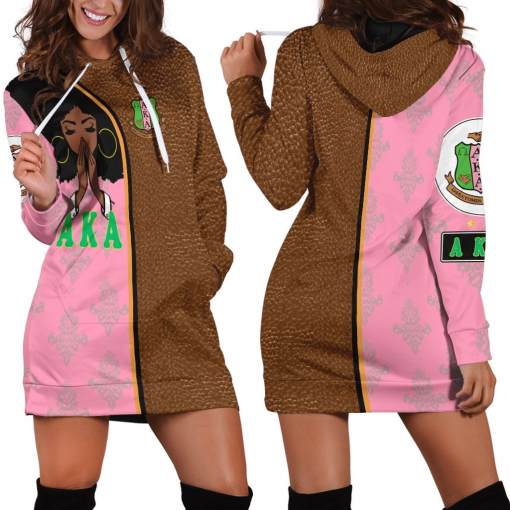 Alpha Kappa Alpha Pray Girl Half Leather And Pink Hoodie Dress