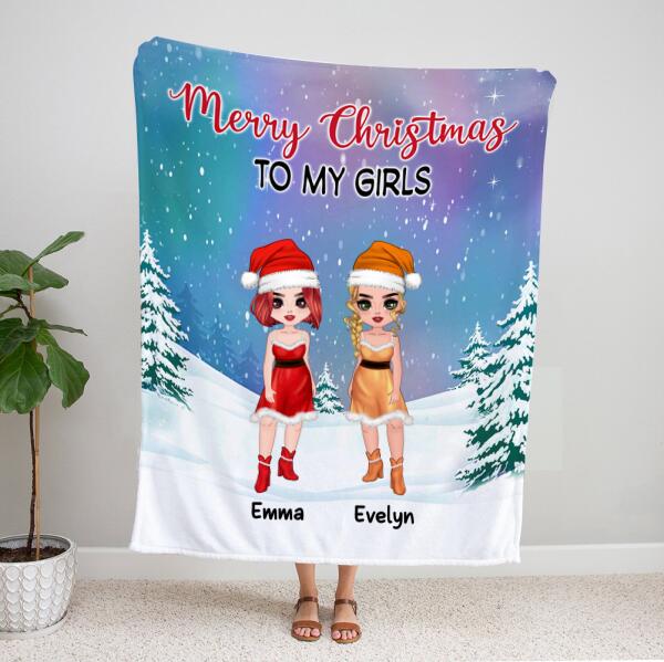 Personalized Throw Christmas Blankets – Best Friend Christmas Gifts – Up To 4 Girls