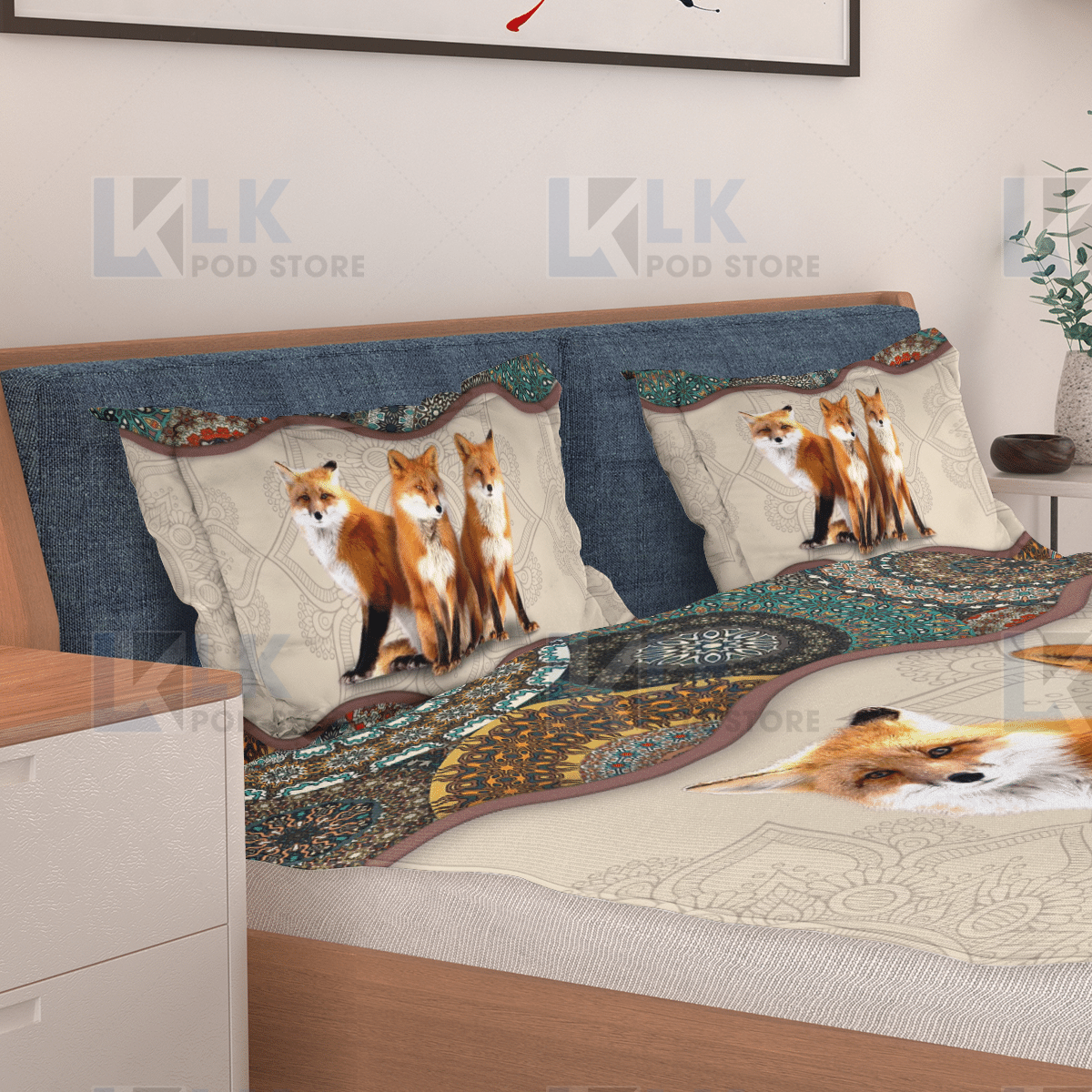 FOX Bedding Set Mandala 2 [10-D] | Duvet cover, 2 Pillow Shams, Comfortable, Pet Lovers