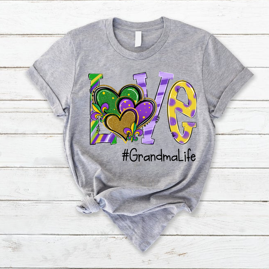 Mardi Gras Love Grandma Life T-Shirt