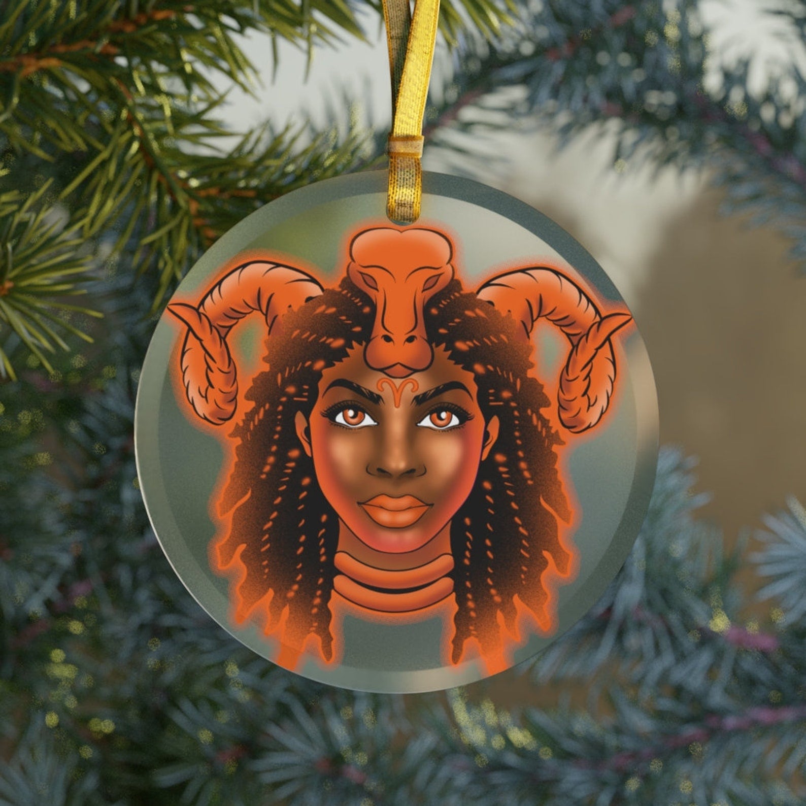 Aries Zodiac Black Girl Magic Aries Giftsblack Girl Astrologyblack Queen Christmas Ornament