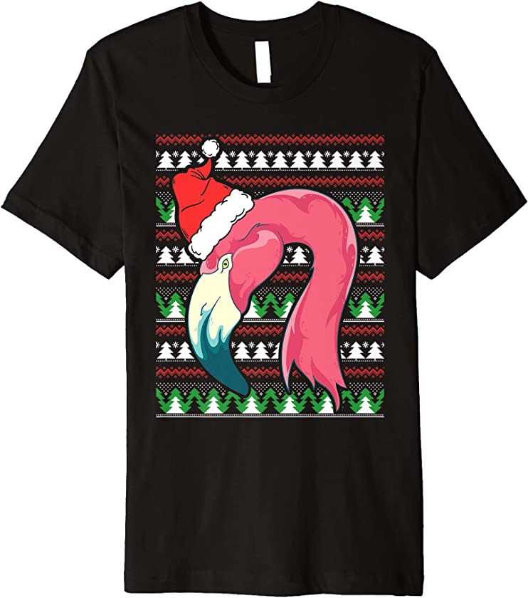 Ugly Christmas Animal Tropical Bird Merry Xmas Flamingo Premium T-Shirt