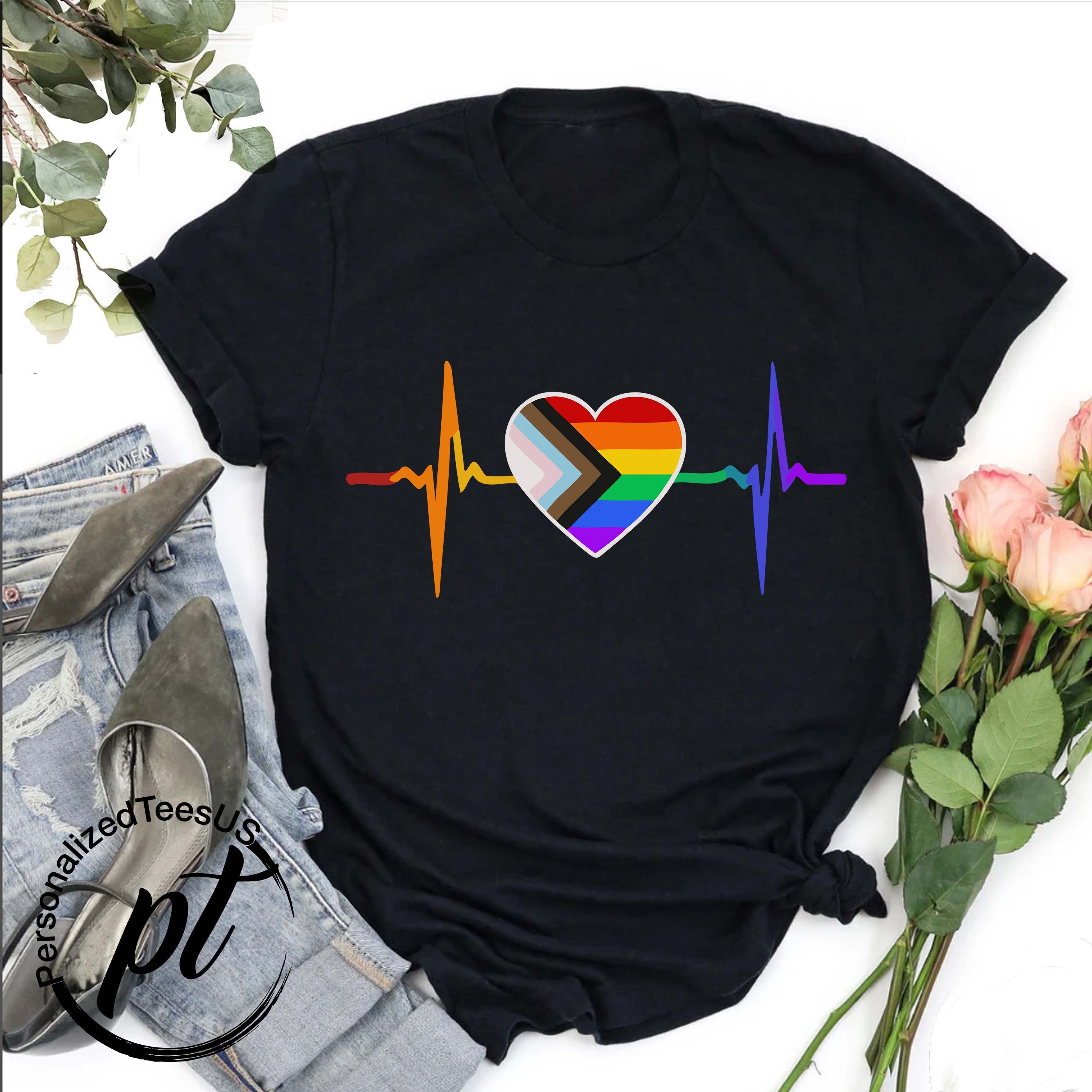 Pride Heart Shirt,LGBTQ T-shirt,Rainbow Shirt,Queer Kids T-Shirt,Pride Parade Outfit,Lesbian Love Shirt,Gift For Gay Couple,Pride Proud