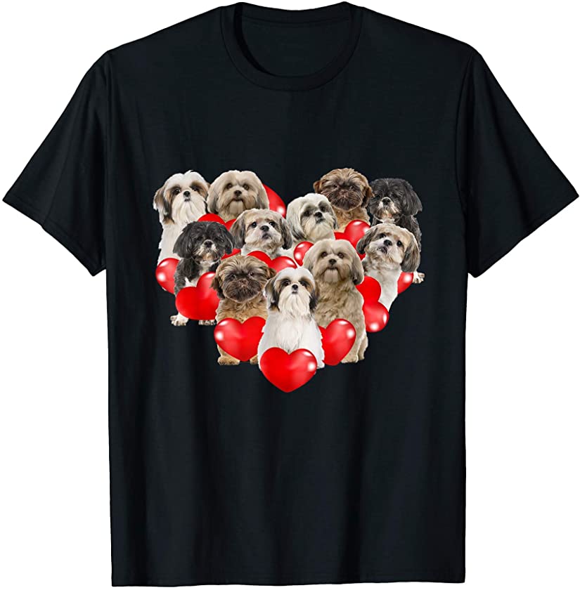 Cute Valentine’s Day Shih Tzu Dog Heart Puppy T-Shirt