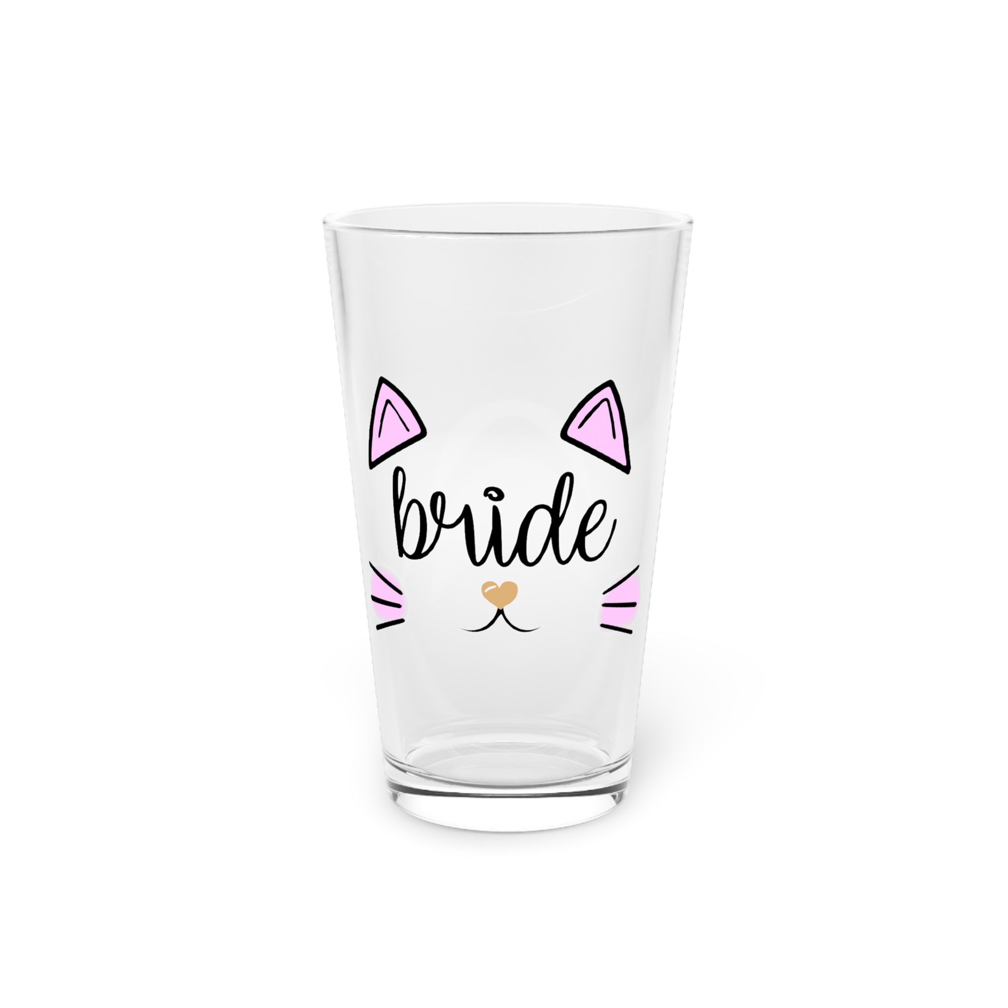 Bride Cat Bachelorette Team Bride Shirt Bridal Party Shower Gift Bridesmaid Shirts Pint Glass, 16Oz