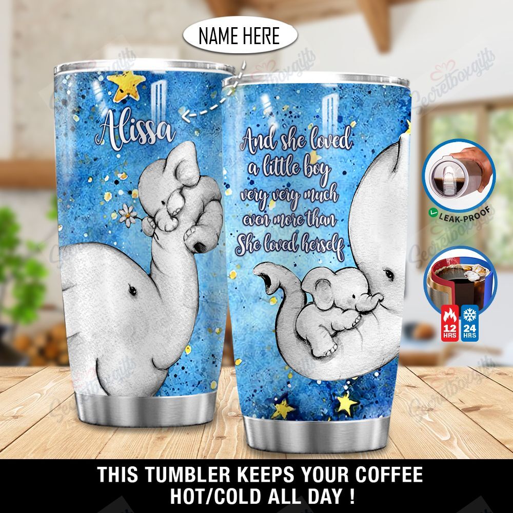 Personalized And She Loved Little Girl Elephant Mom Ni2412001Hy Stainless Steel Tumbler Travel Customize Name, Text, Number, Image