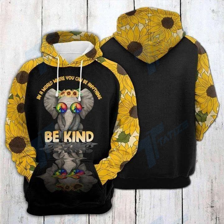 Hippie In A World You Can Be Anything Be Kind Elephant 3D All Over Printed Shirt, Sweatshirt, Hoodie, Bomber Jacket Size S – 5Xl