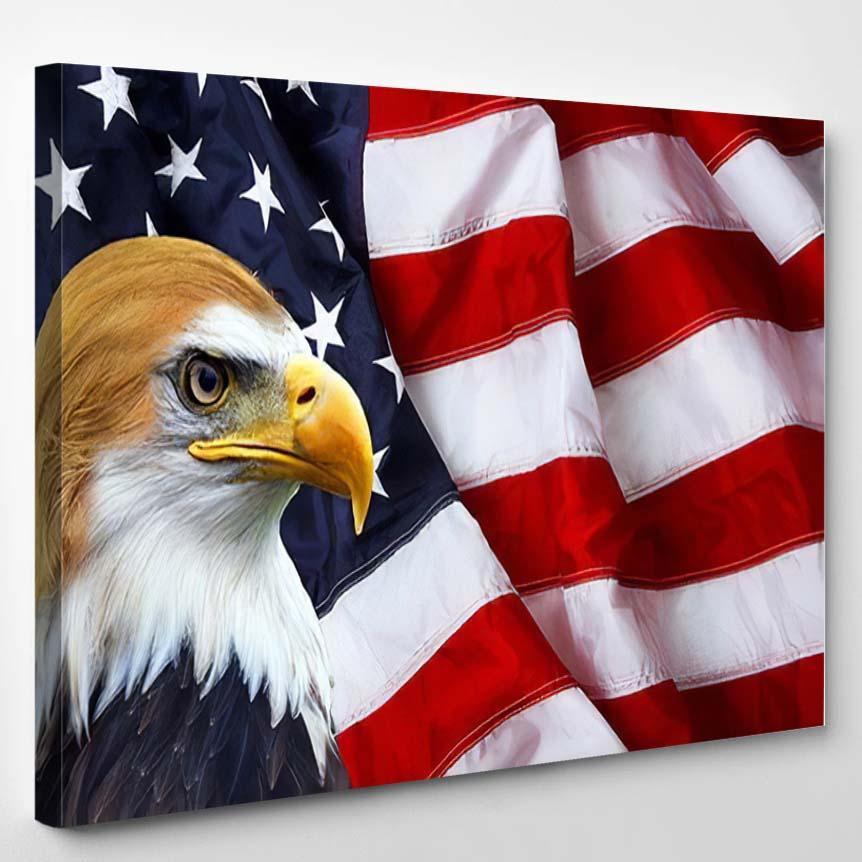 President North American Bald Eagle On – Eagle Animals Canvas Print