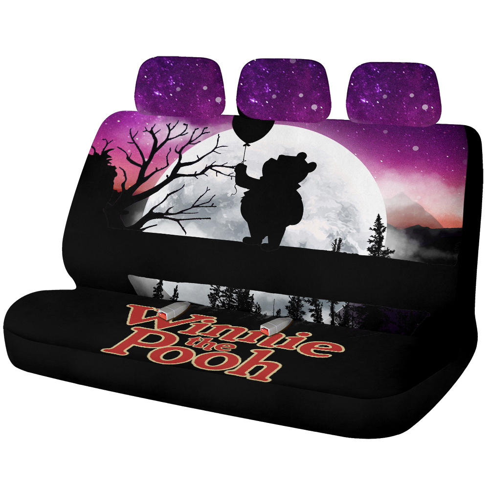 Winnie The Pooh Moon Night Car Back Seat Covers Decor Protectors