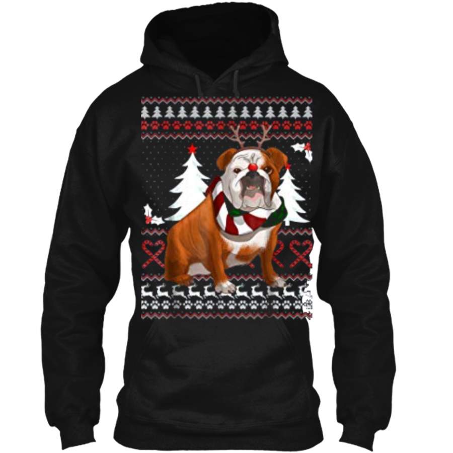 Cute English Bulldog Christmas  Funny Xmas Gift Pullover Hoodie  Christmas Gift Ideas