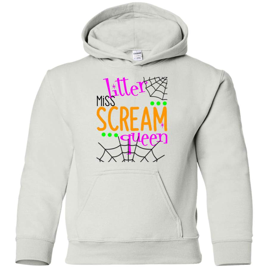 Halloween Web, Litter Miss Scream Queen Youth Pullover Hoodie