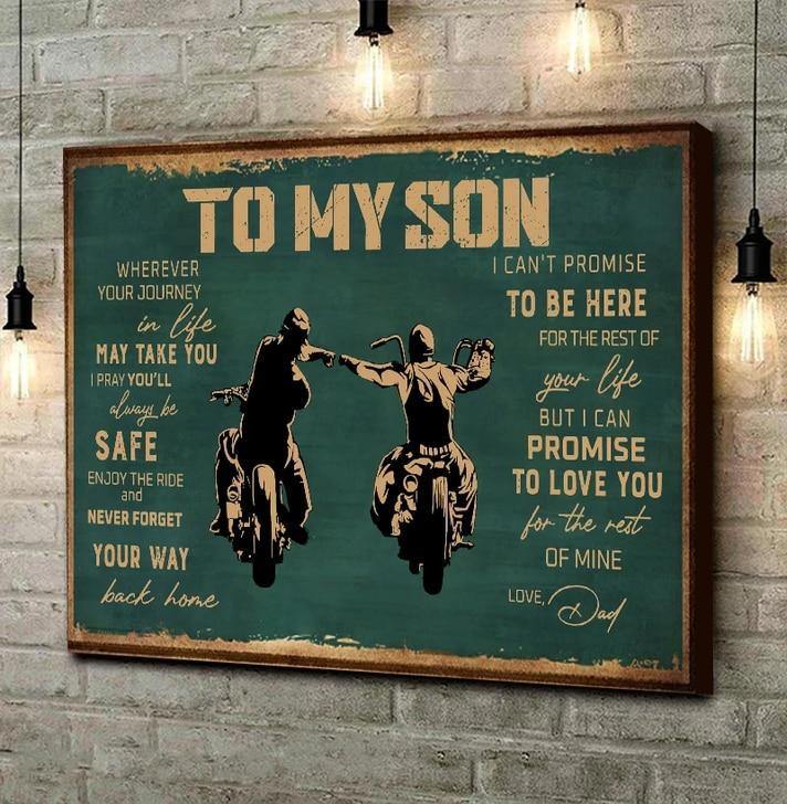 To My Son Enjoy The Ride Biker – Gift Idea For Granddaughter , Gift For Home Decor, Gift For Family – Horizontal Canvas Matte Canvas Wall Art