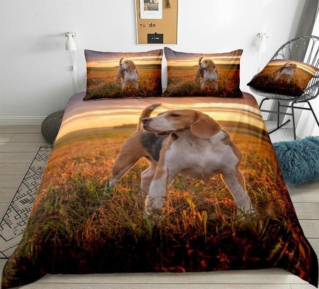 Beagle Dog 3 Pieces Quilted Comforter Set