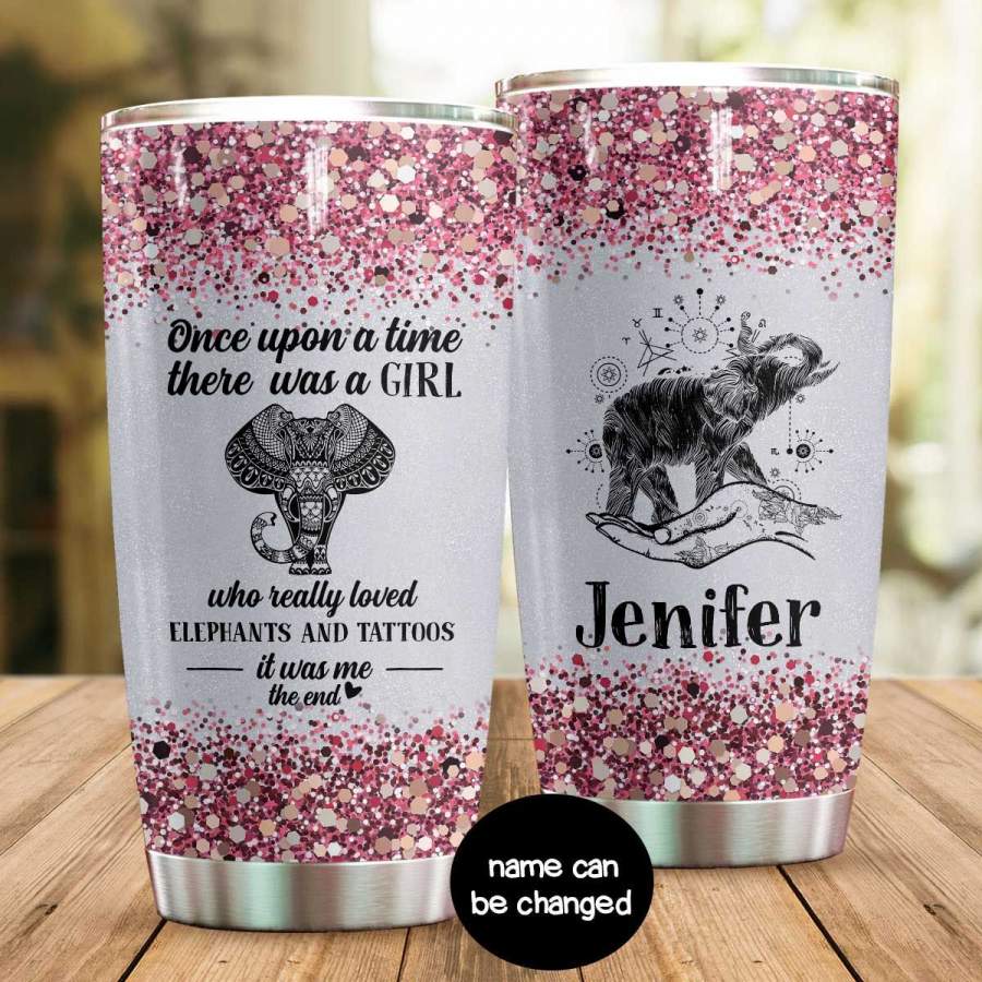 Elephants And Tattoos Personalized Stainless Steel Insulated Tumbler Cup