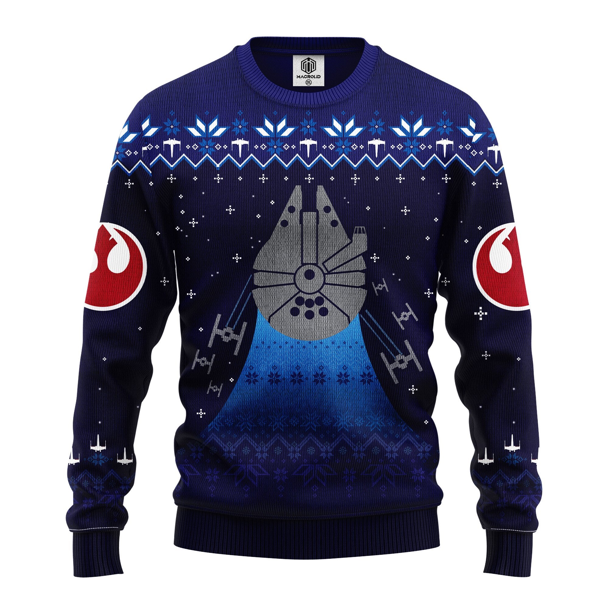 Sw Christmas Sweater Sw Winter Millennium Falcon Blue Navi Ugly Sweater