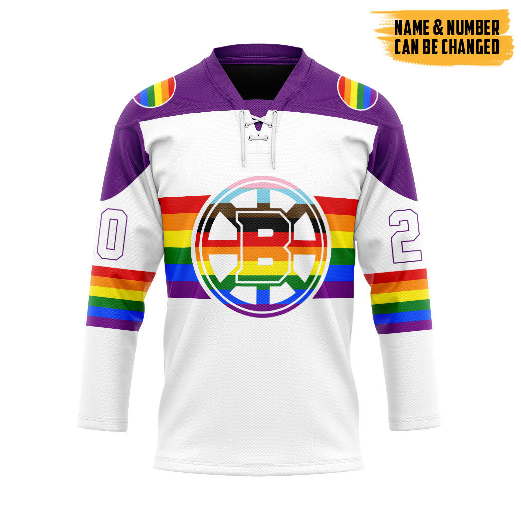 Gearhumans 3D Pride Month Boston Bruins Custom Name Custom Number Hockey Jersey