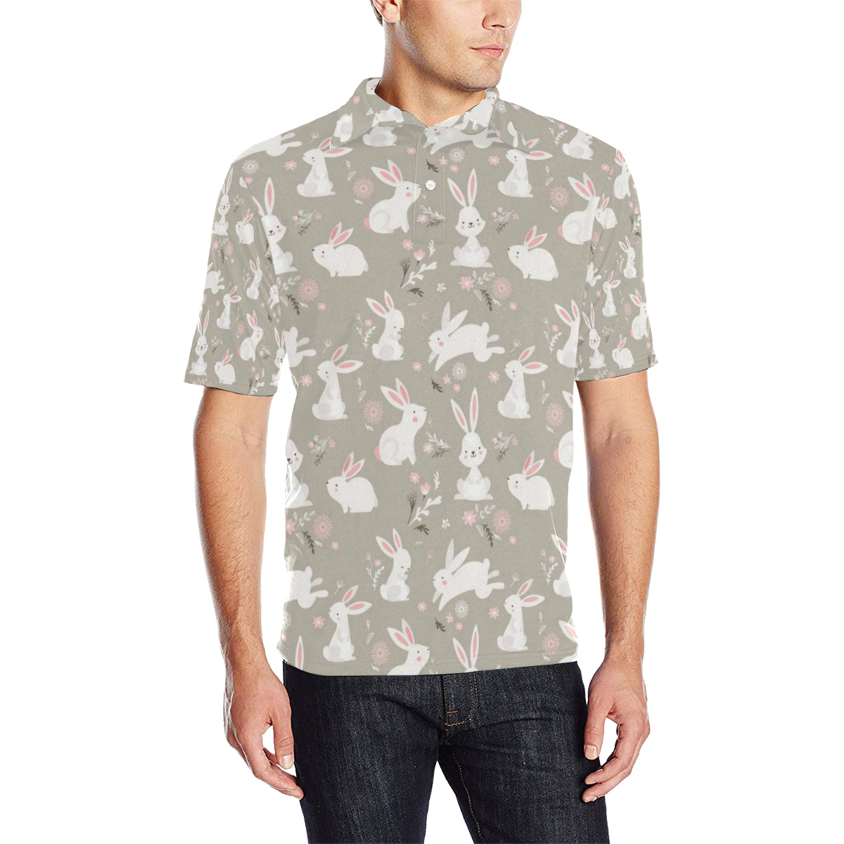 Rabbit Pattern Print Design Rb03 Men Polo Shirt