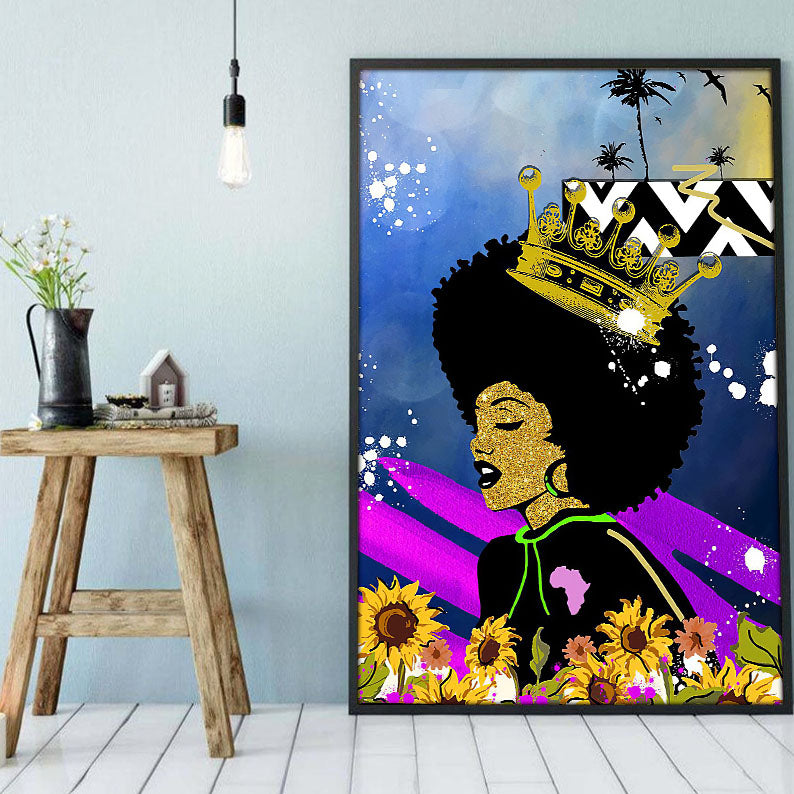 Black African American Canvas Art Holiday Black Power Poster Black Woman Sign Afro Man Beautiful Digital Prints