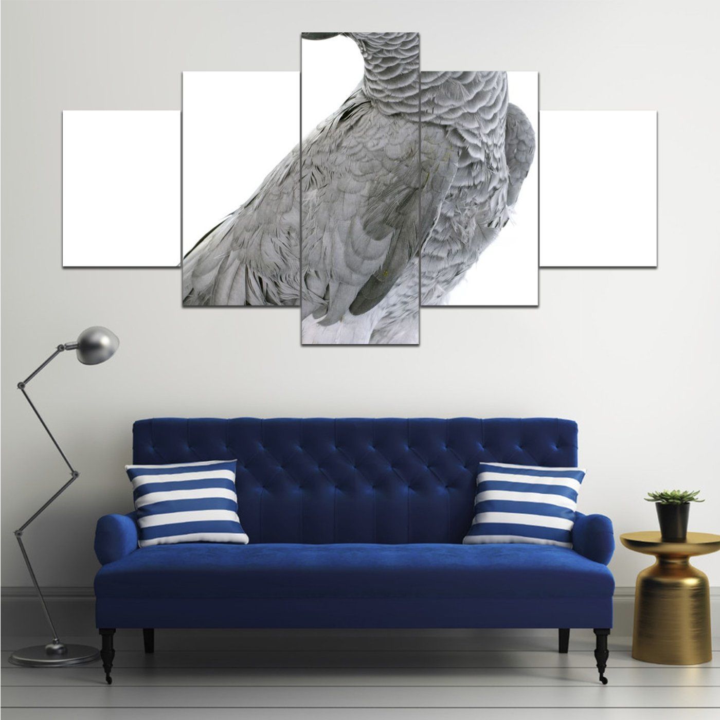 Birds Parrots White Backg 5 Panel Canvas Art Wall Decor Home Decor