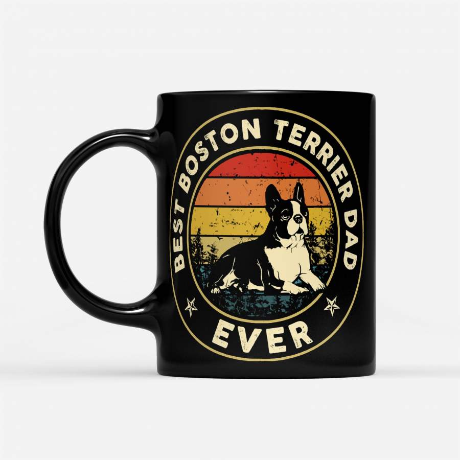 Women Boston Terrier Best Dog Mom Ever Boston Terrier Vintage American Flag Gift Puppy Lover – Black Mug