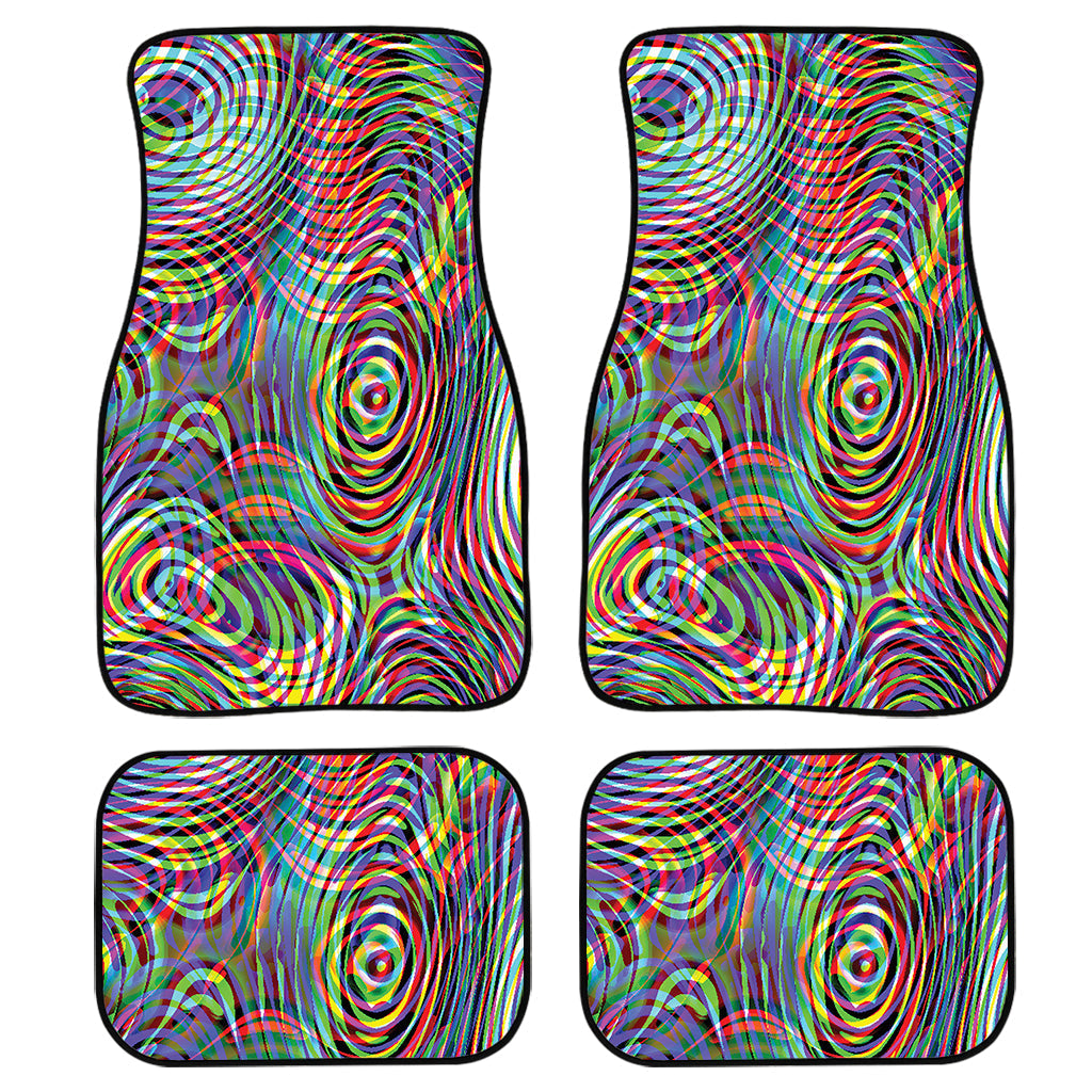 Multicolor Psychedelic Print Front And Back Car Floor Mats, Front Car Mat